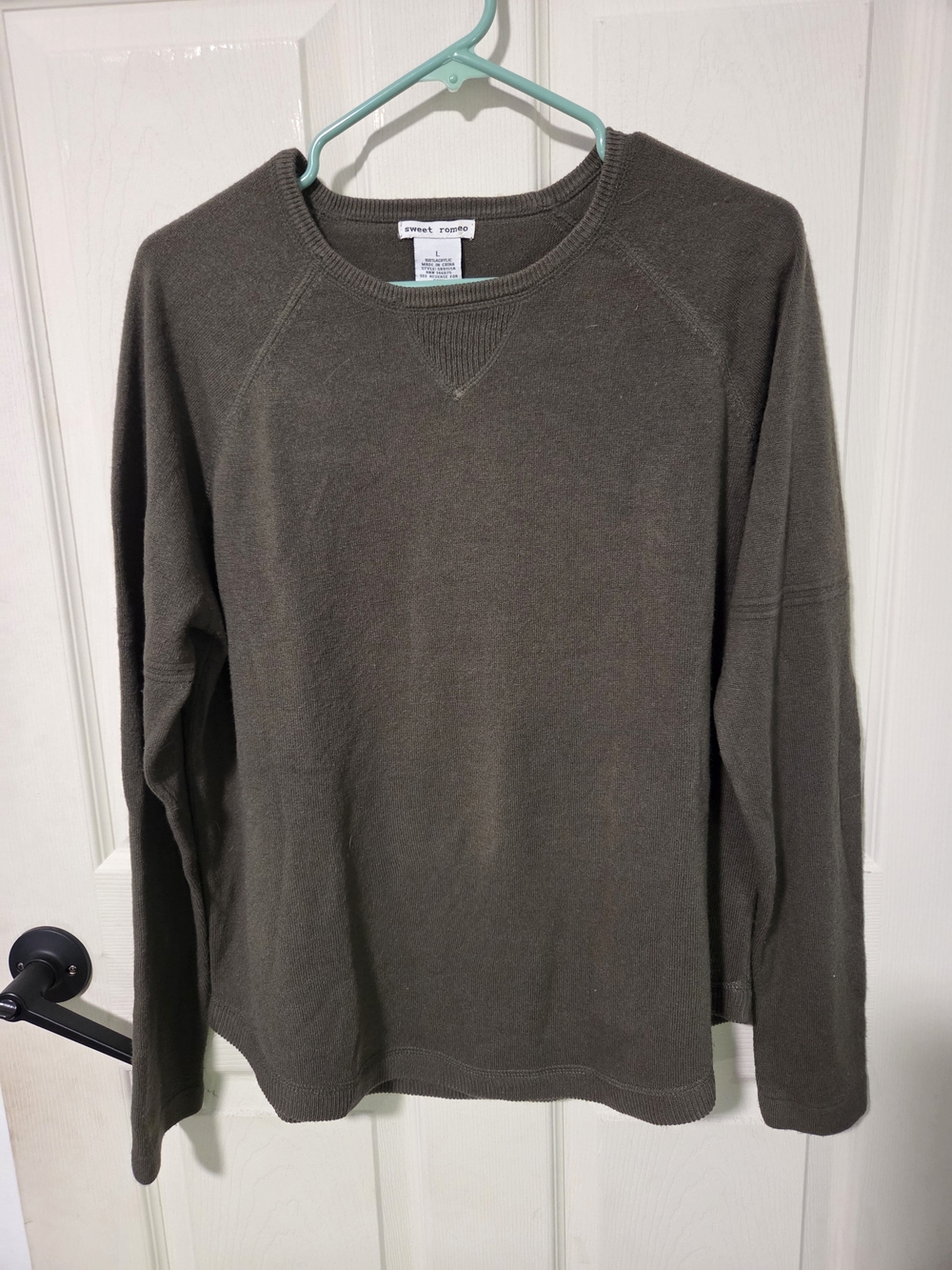 Sweet Romeo Olive Green Crewneck Sweater Womens